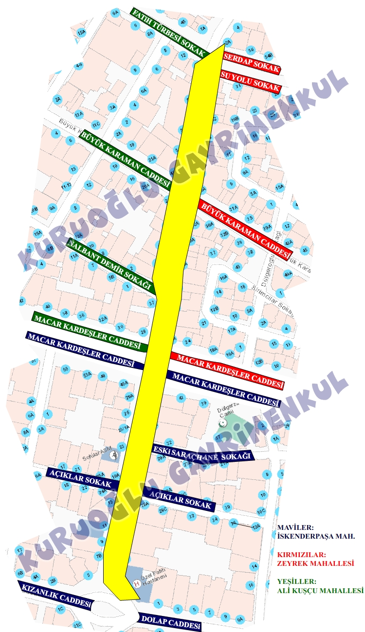 Kıztaşı Caddesi Krokisi Haritası Fatih Kuruoğlu Emlak